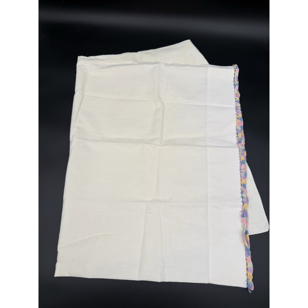 FashionManor Vintage Crochet Trim Muslin Cotton Pillowcase White Standard Single
